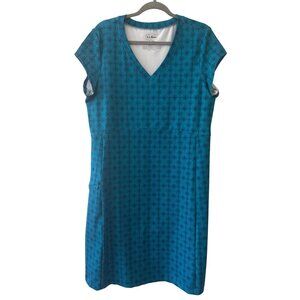 L.L. Bean Fitness Dress Nautical Navy Geo Lycra Sport Tennis Golf Size XL